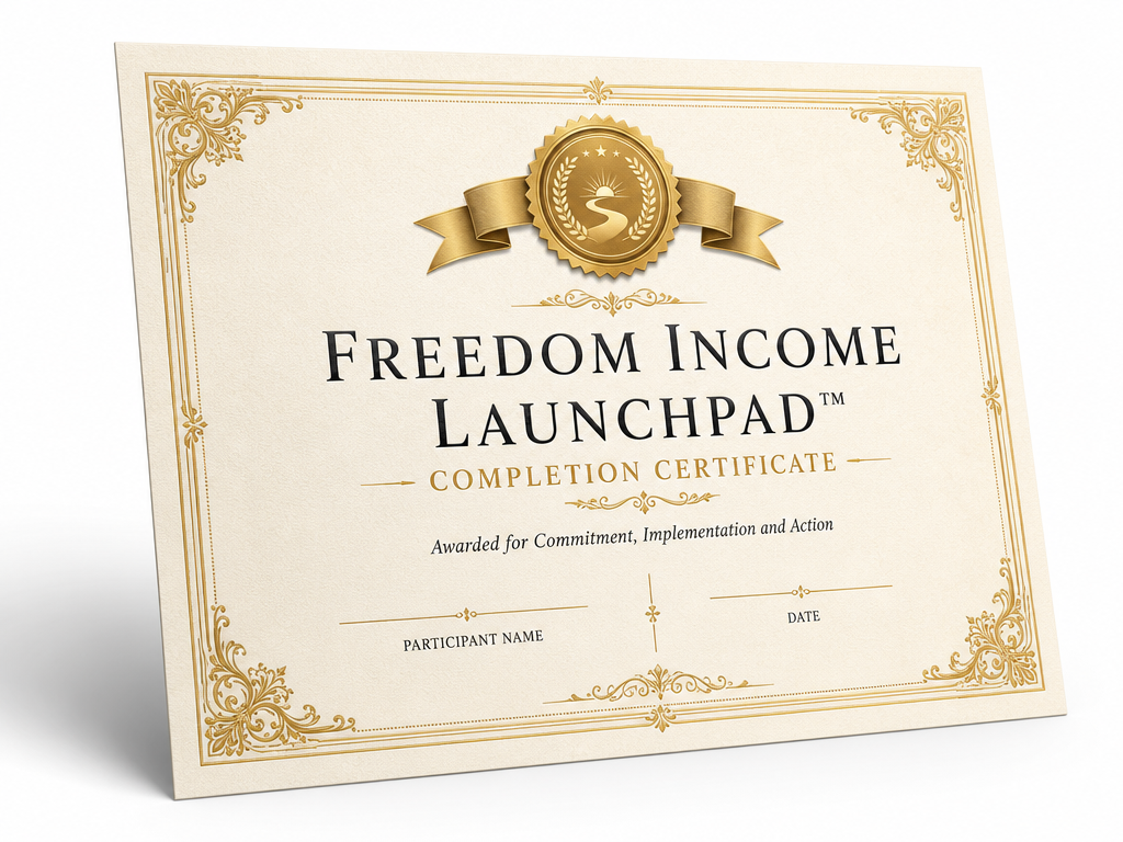 Freedom Income Launchpad Completion Certificate preview